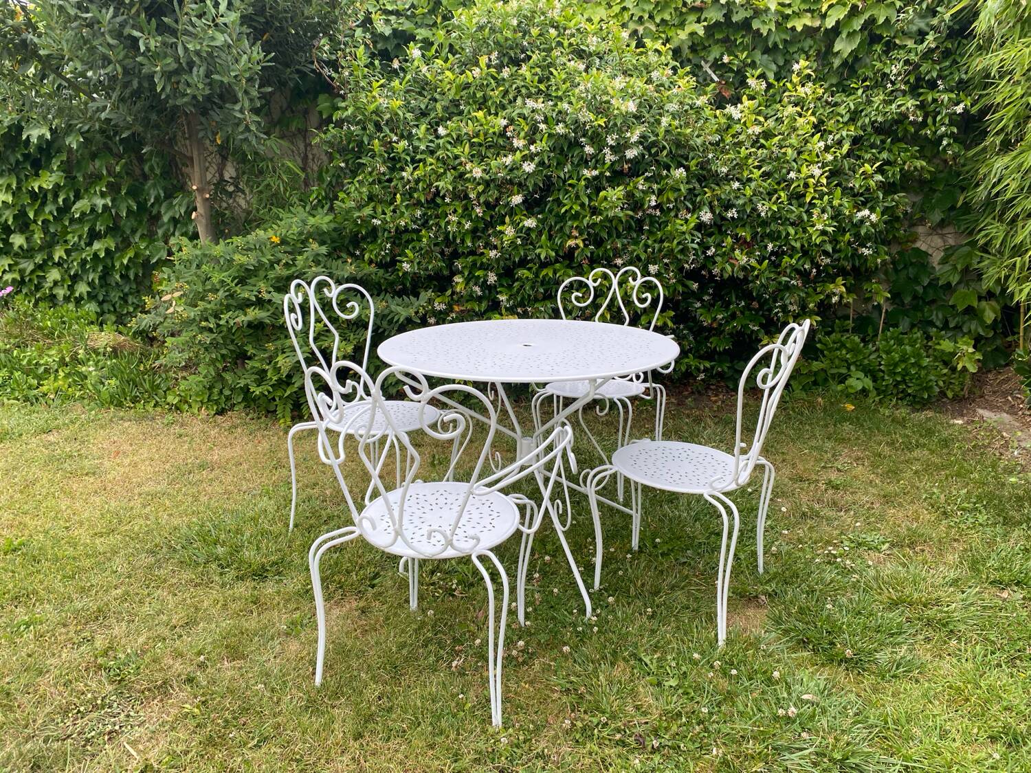 Old wrought iron garden furniture from the 1950s