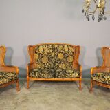 Sofa set and 2 armchairs in bamboo and wicker 80s Attive