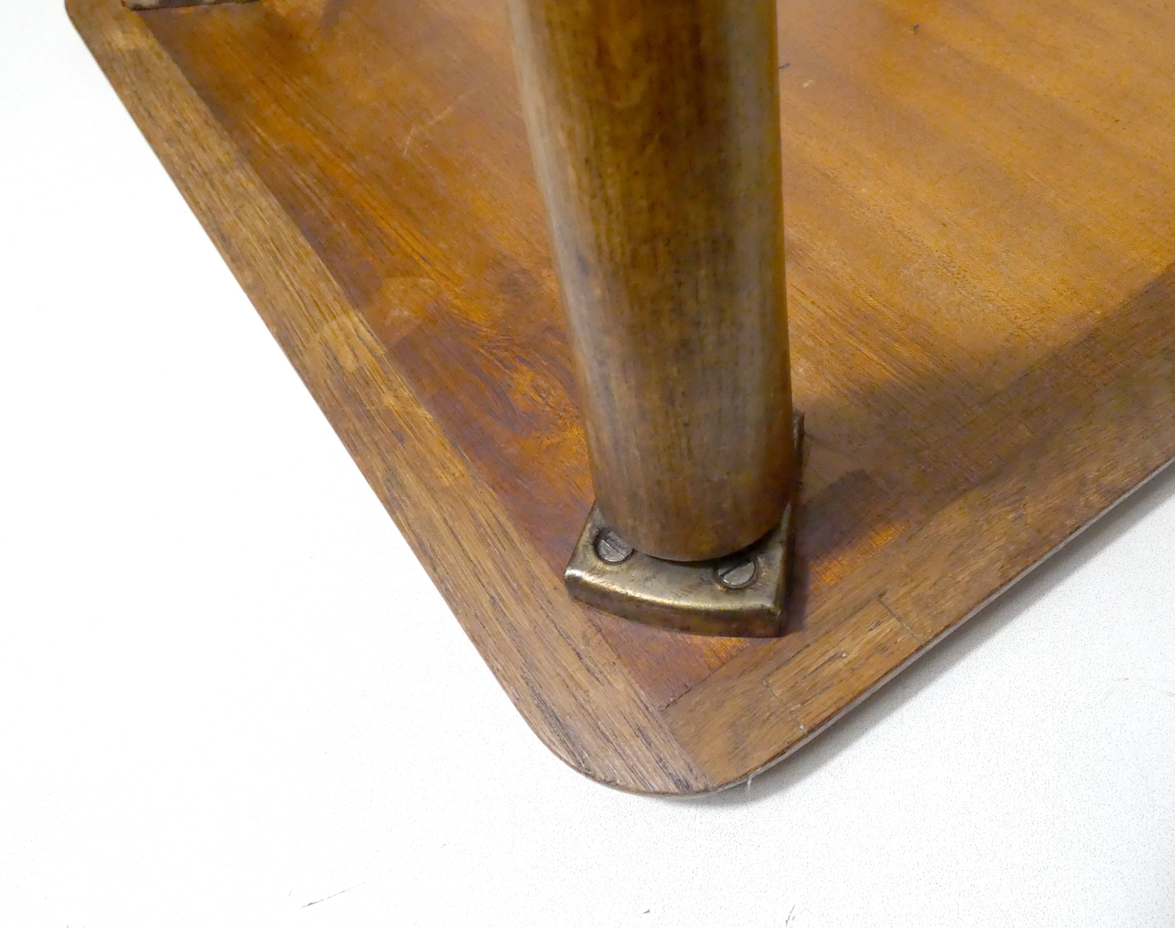 wooden side table with compass legs, 1950s/60s design