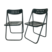 Pair of metal folding chairs