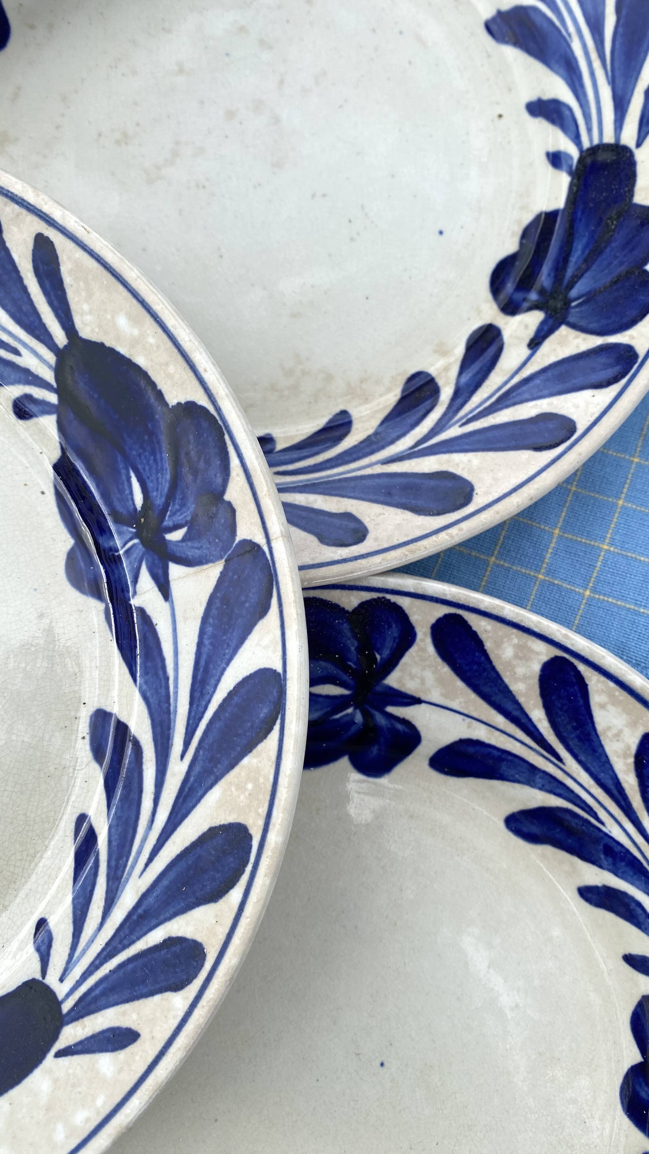 Cobalt blue floral deep plates from Lunéville.