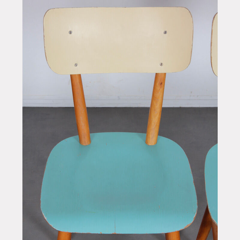 Pair of vintage wooden chairs produced by Ton, 1960