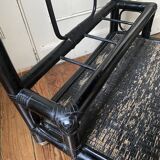 Black service in wood and rattan 70s