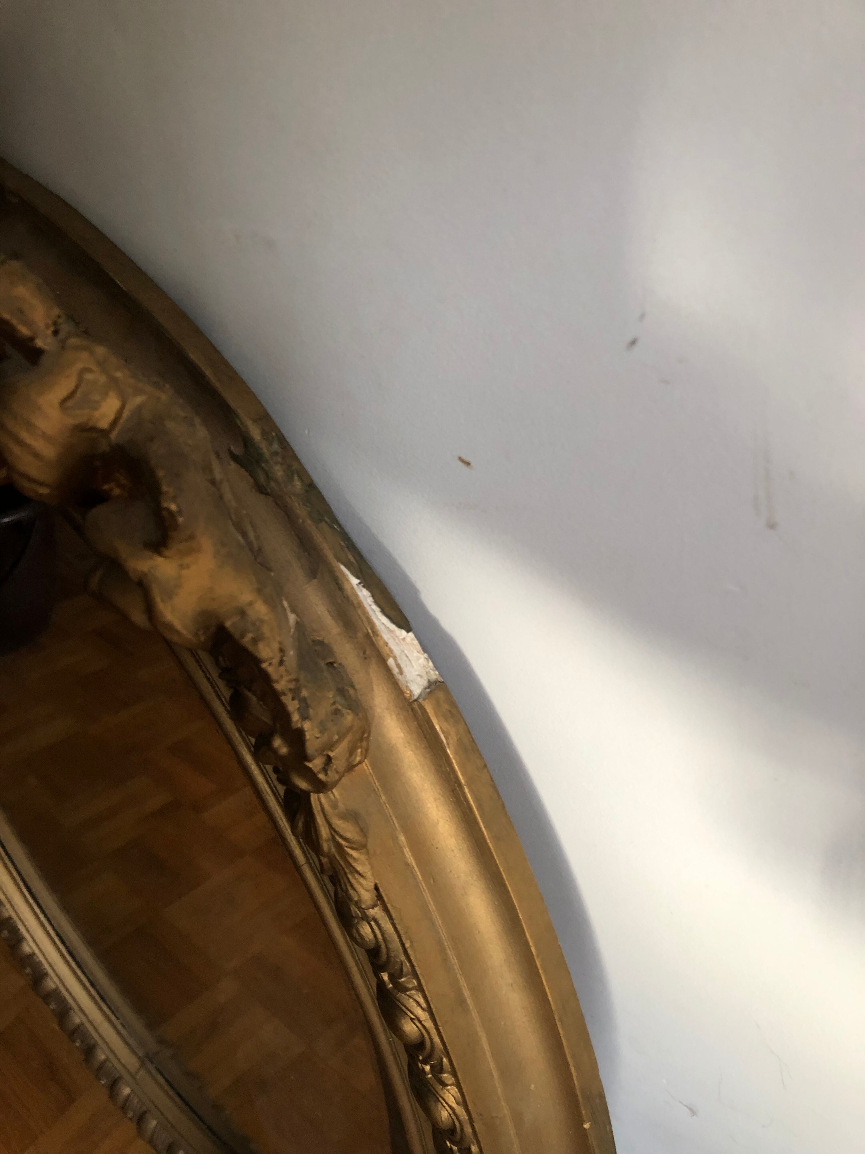 Oval mirror with pediment, 100x70 cm