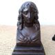 Paire de chenets de cheminée buste Louise de La Vallière XIX
