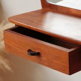 Scandinavian wall mirror in teak with drawers – mid-century Danish design