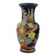 Large multicoloured ceramic vase with floral decoration signed NT.