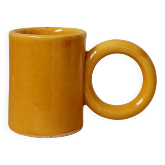 Handmade Mustard Yellow Round Handled Coffee Cup