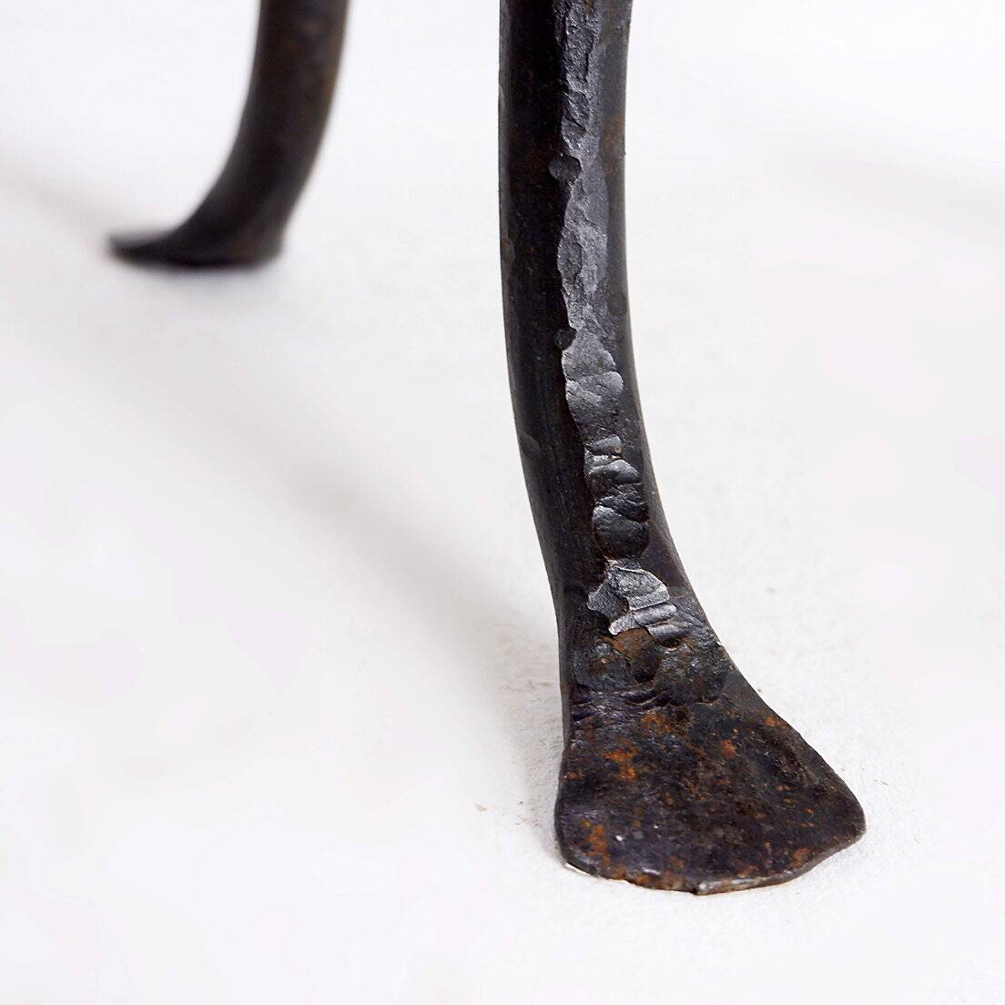 Wood and wrought iron tripod Side table - 1960s