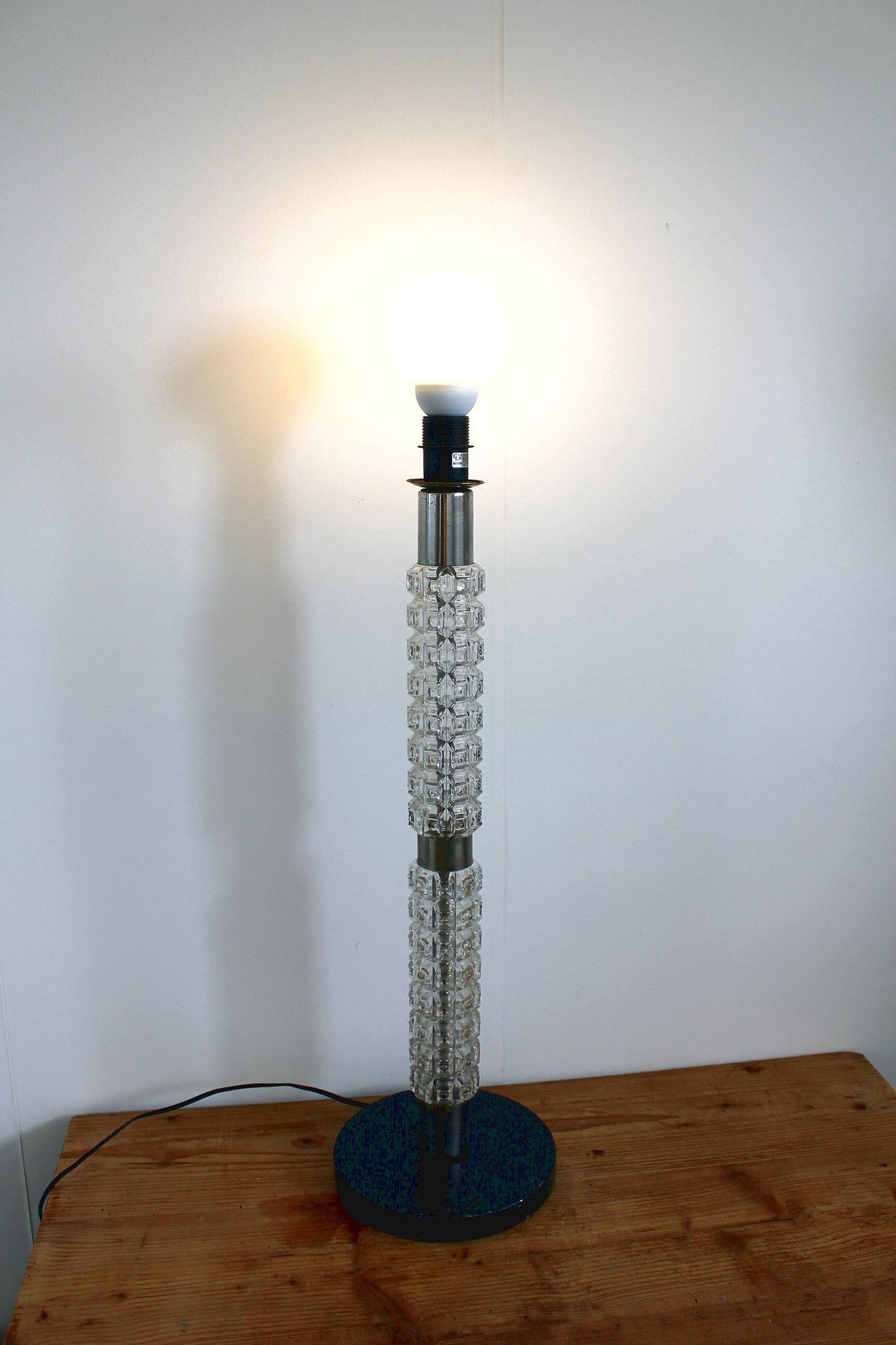 Small Art Deco floor lamp Richard Essig vintage glass and chrome 1960s