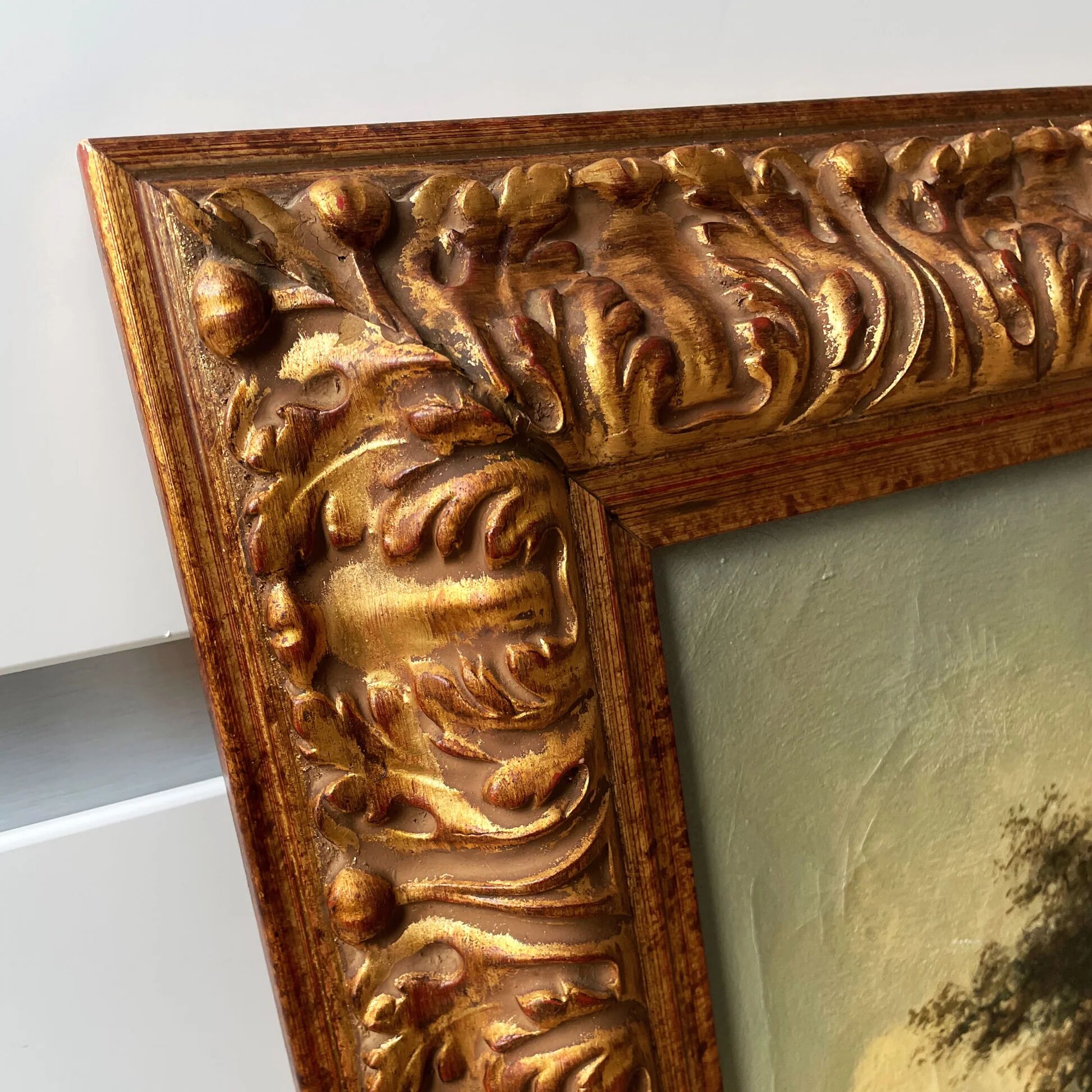 Dutch street scene oil painting in ornate frame signed Nijland