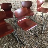Set of 6 vintage Pagholz Flötotto stackable chairs in Pagwood