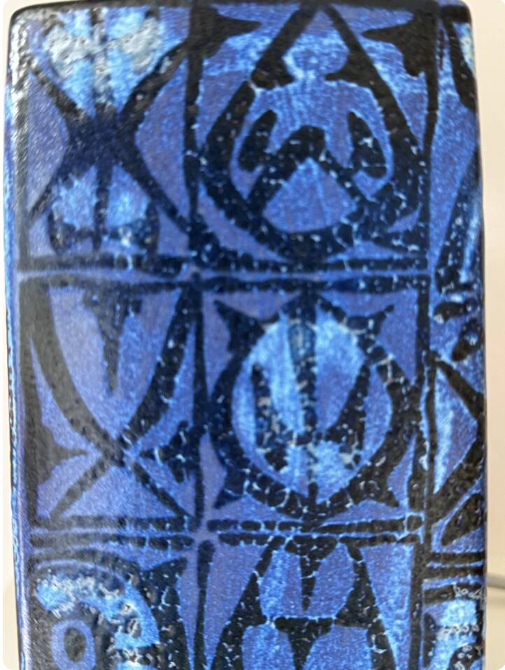 Royal Copenhagen Fajance Baca Blue Table Lamp, Nils Thorsson Mid-Century