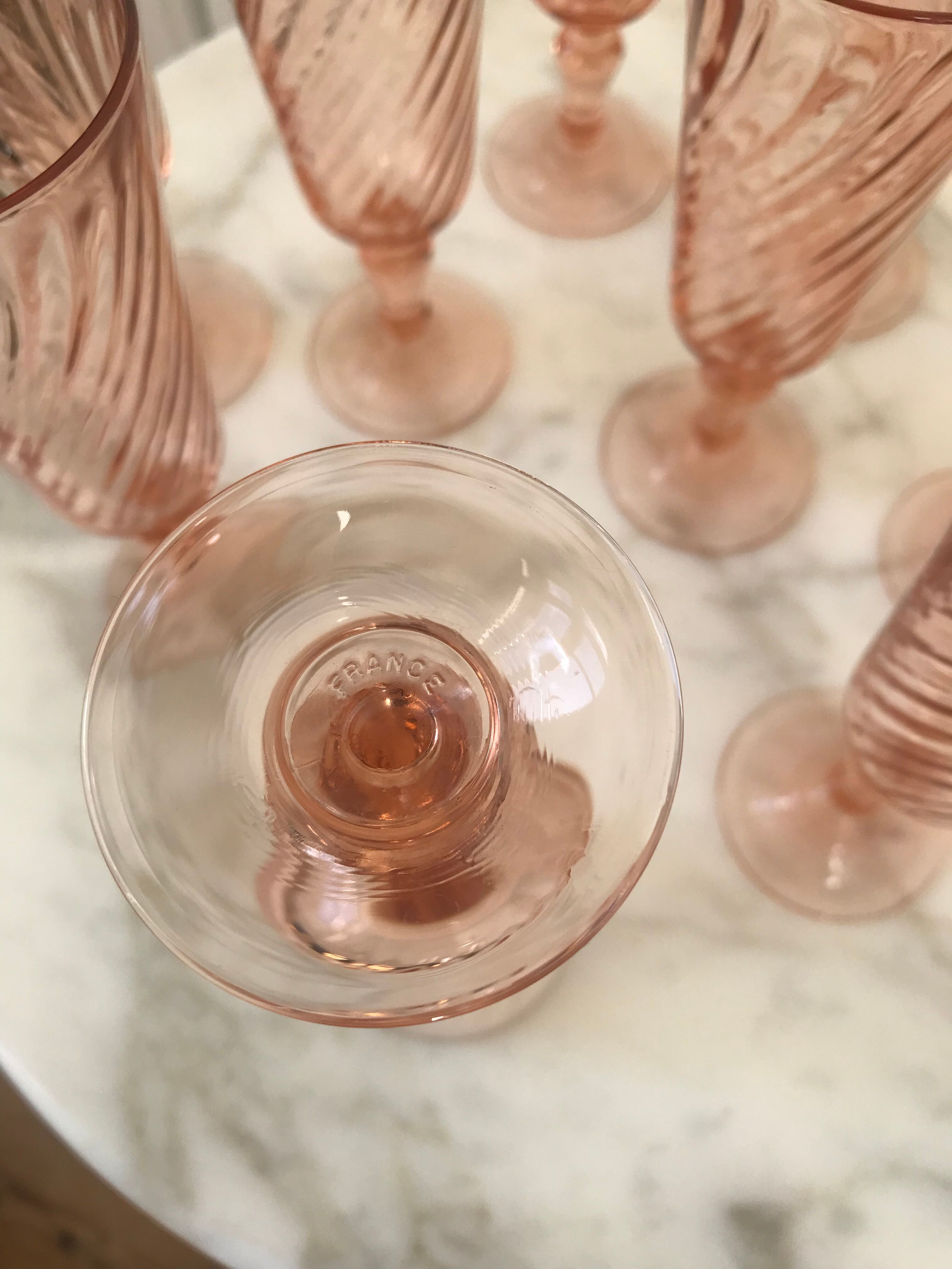 Series of 9 champagne flutes Rosaline