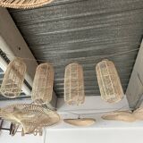 Large lantern-shaped rattan pendant lamp H50 D24