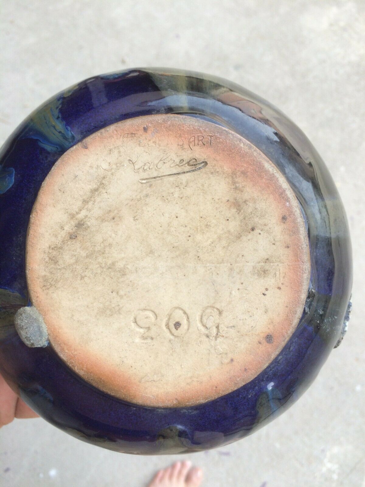 Sandstone vase enamelled art studio Jack Labrec