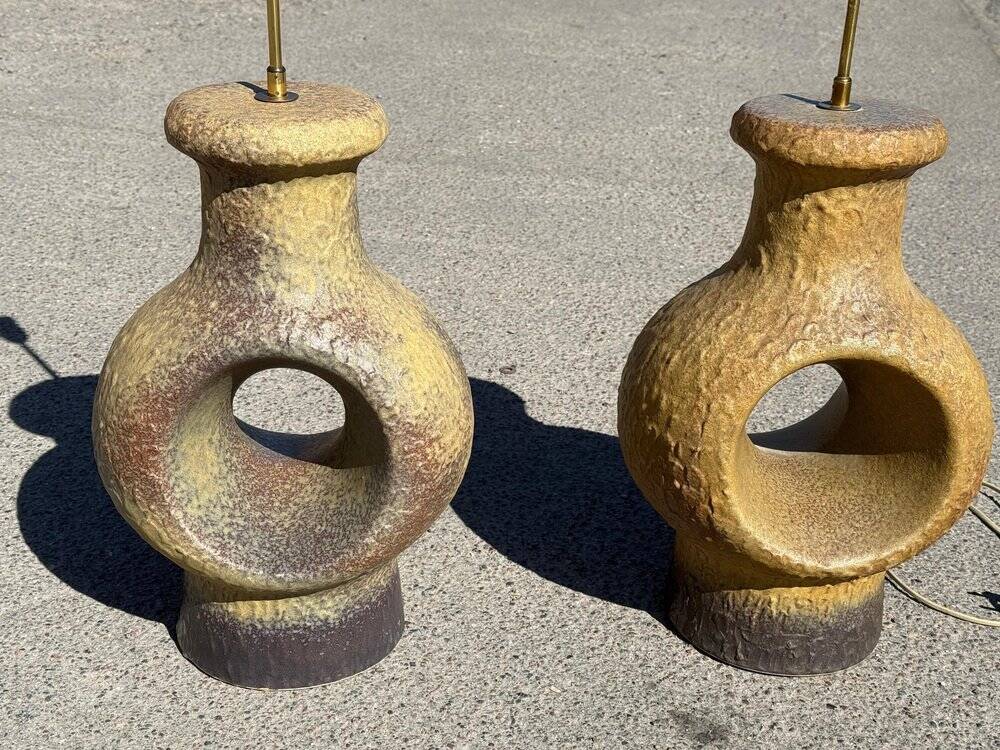 Set of 2 Danish modernist stoneware lamps from the mid-century, 1960s