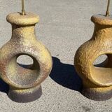 Set of 2 Danish modernist stoneware lamps from the mid-century, 1960s