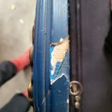 Antique oval mirror, royal blue and gold – rose design – 80 x 52 cm