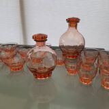 set of carafes and cups of glasses