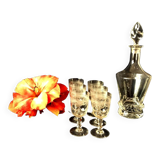 Suite of 6 cooked wine or port glasses in beautifully worked crystal tabletop art