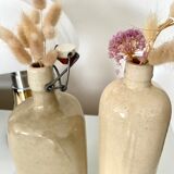 Set of 2 enamelled sandstone bottles