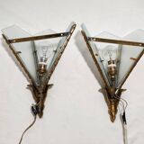 Par de apliques de bronce. España, 1980s.