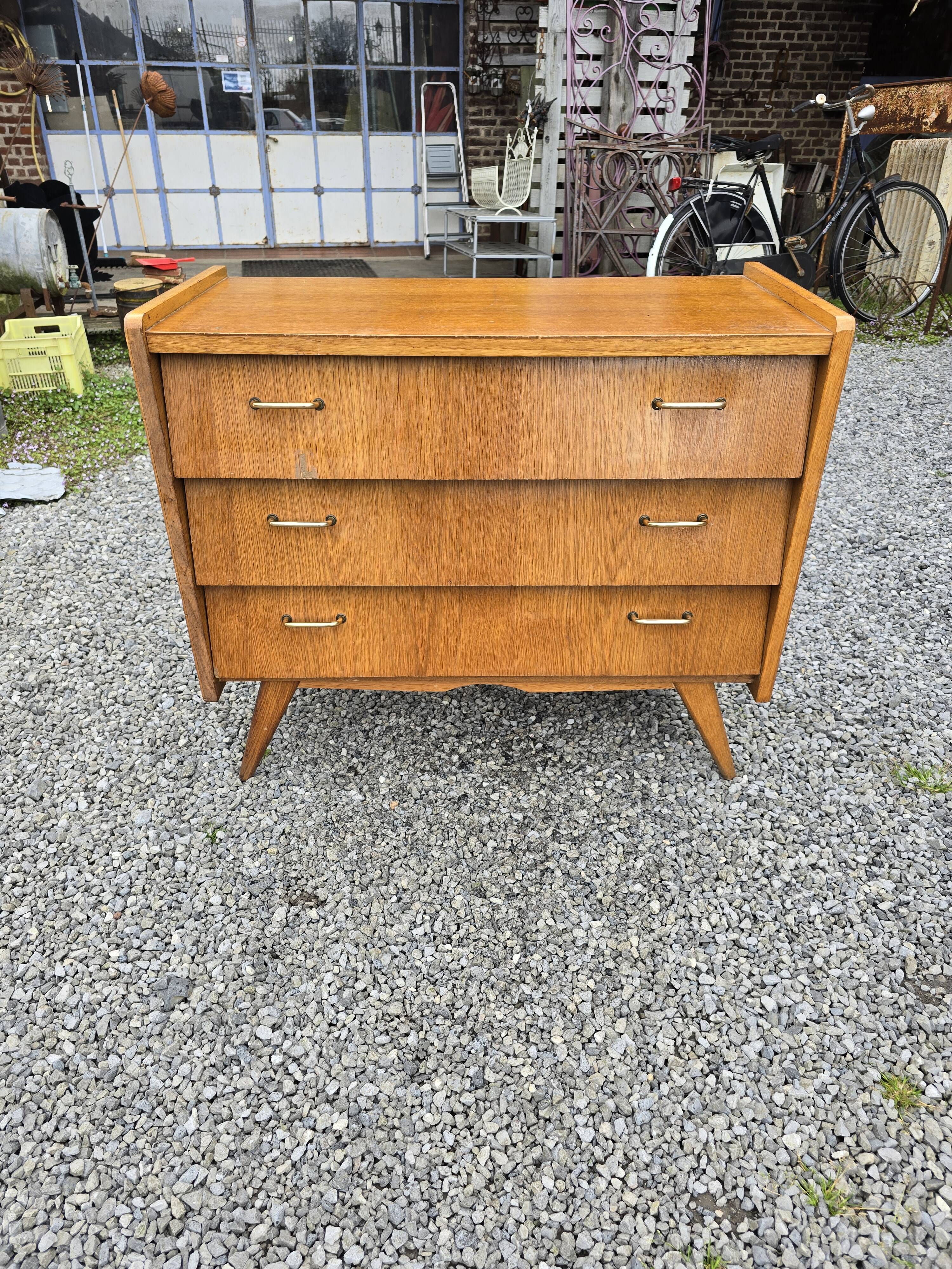 Vintage 60s oak chest of drawers