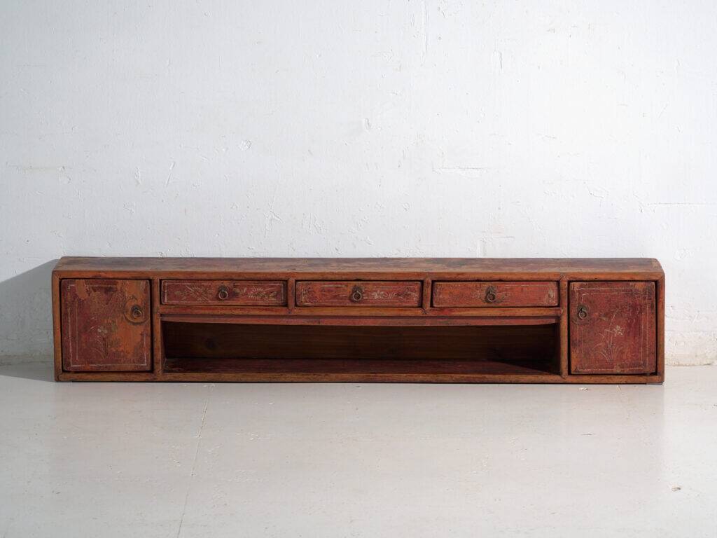 Old low cabinet painted in pine wood – China, around 1930
