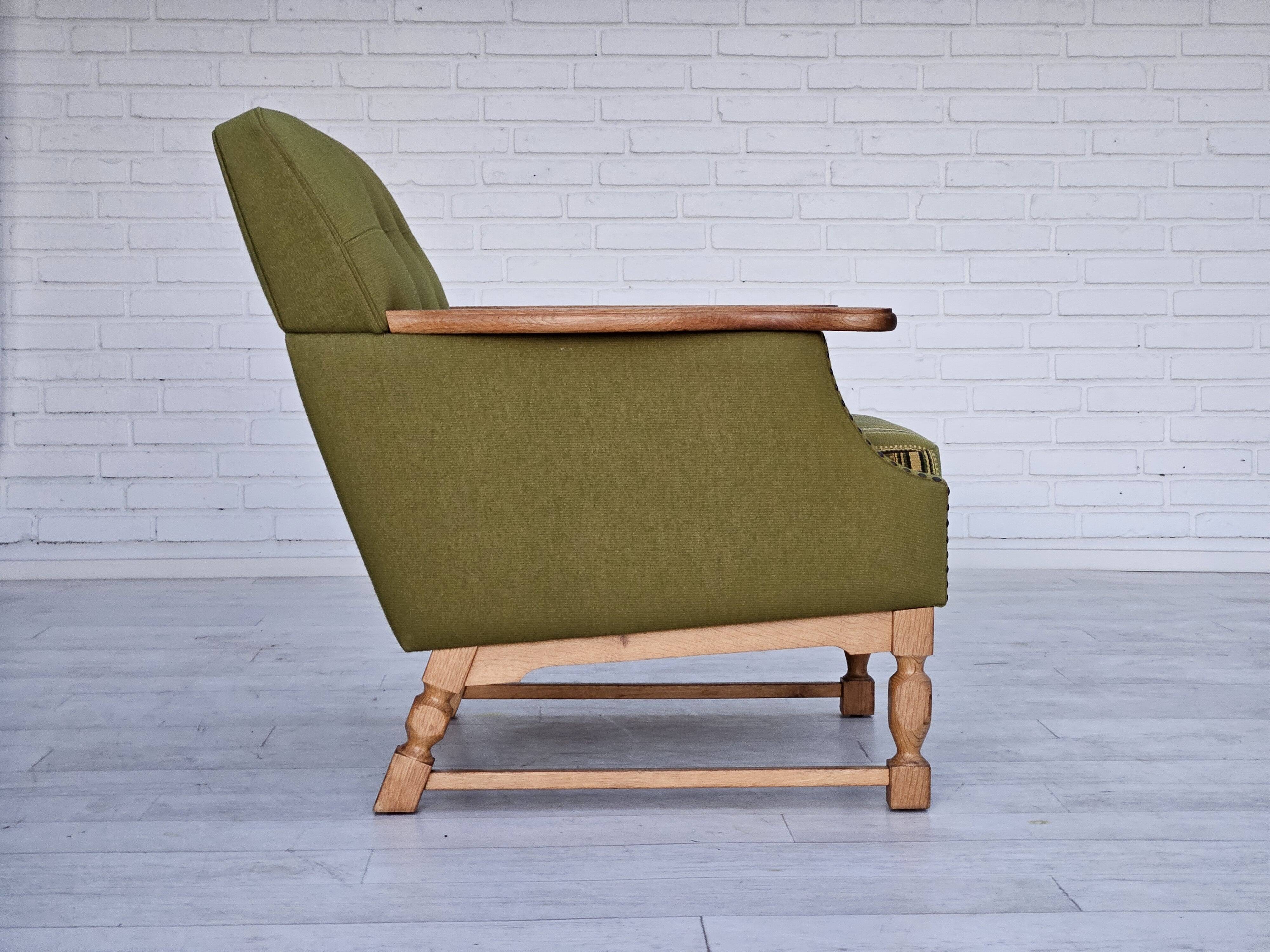 1970s, Danish lounge chair, wool, oak