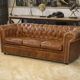 Brown leather Chesterfield sofa