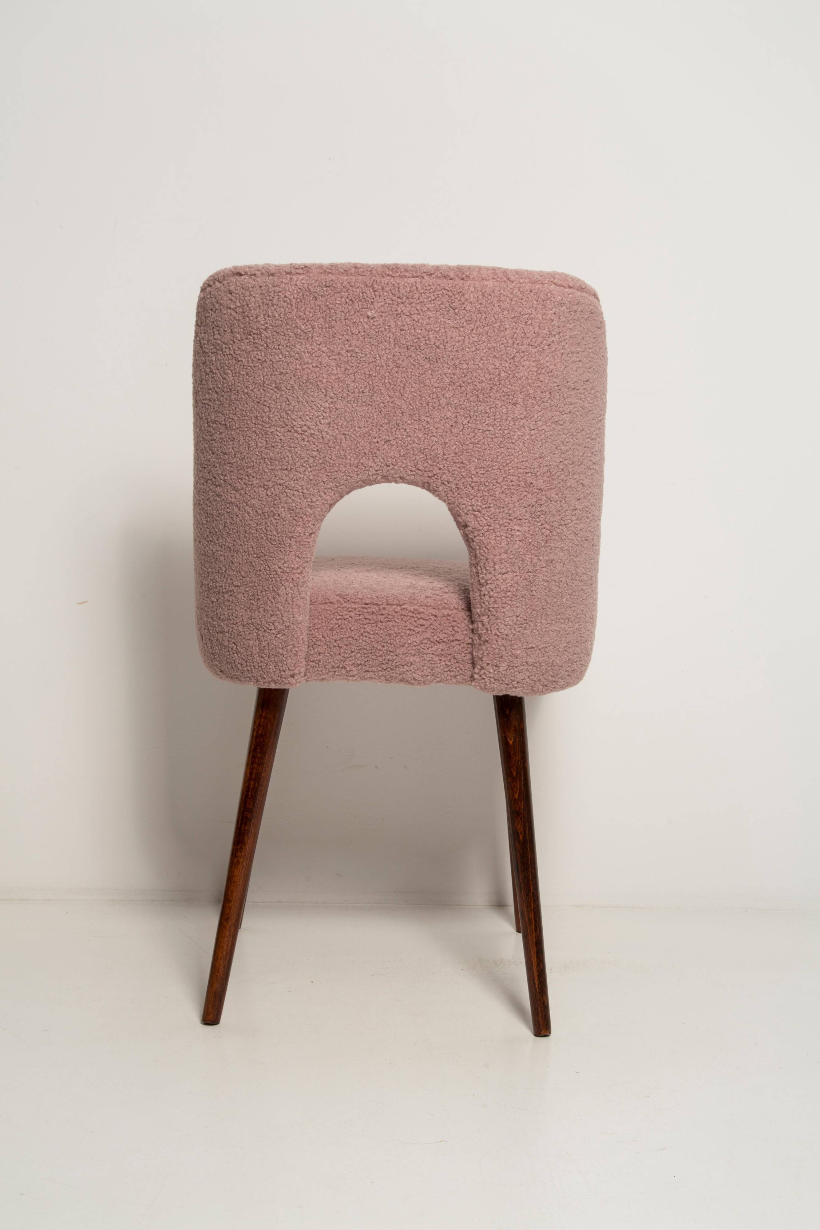 Mid-century pink boucle shell chair, Europe, 1960s