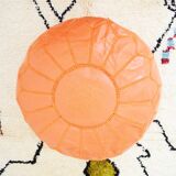 Moroccan leather pouf
