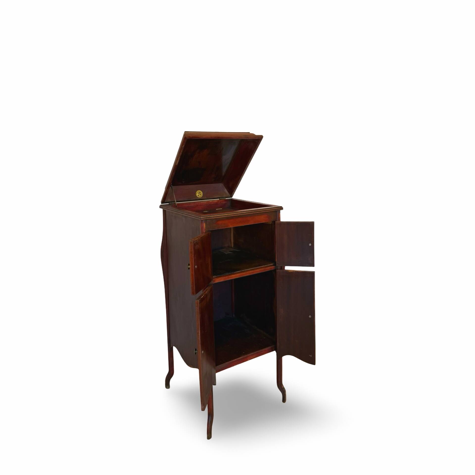 Italian floor-model upright phonograph cabinet, 1900s