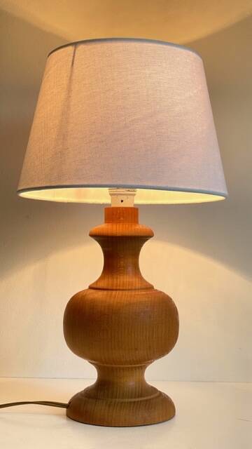 Vintage turned wooden lamp