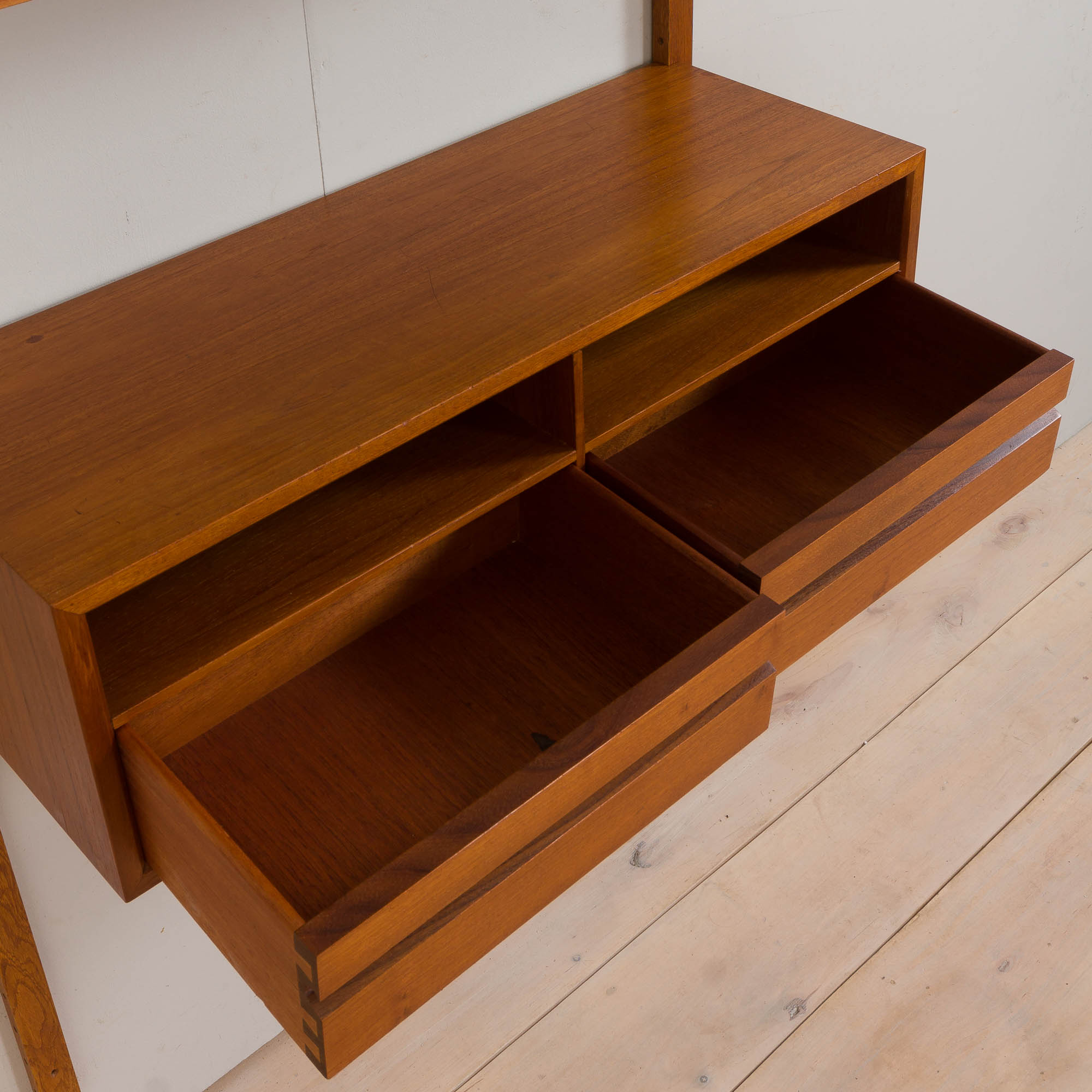Vintage Poul Cadovius teak entry wall unit bookcase with a console for CADO Denmark, 1960s