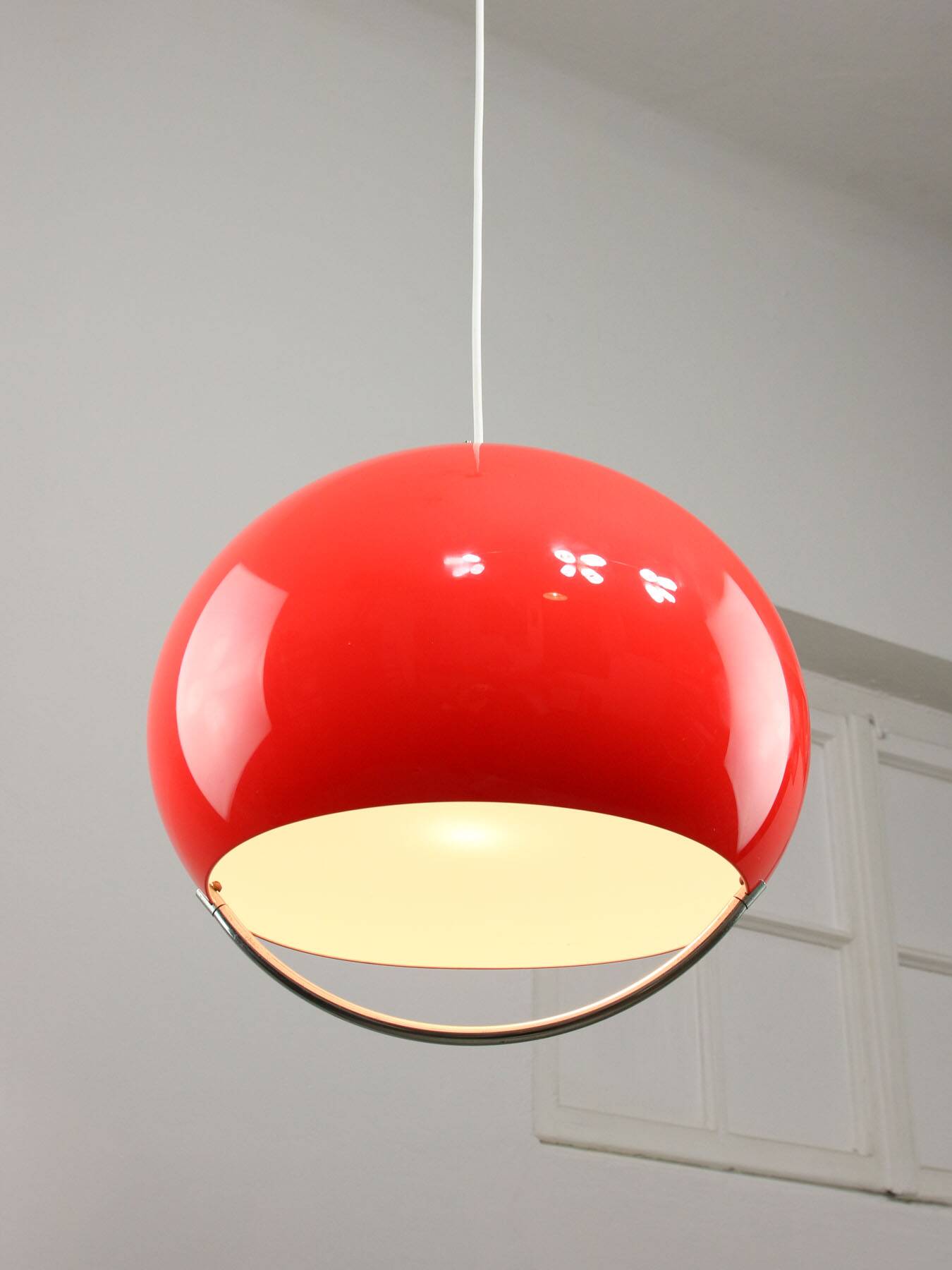 Space Age Italian Red Jolly Pendant Lamp from Guzzini
