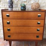 Vintage 60s chest of drawers has 4 drawers edited by Henri Couture