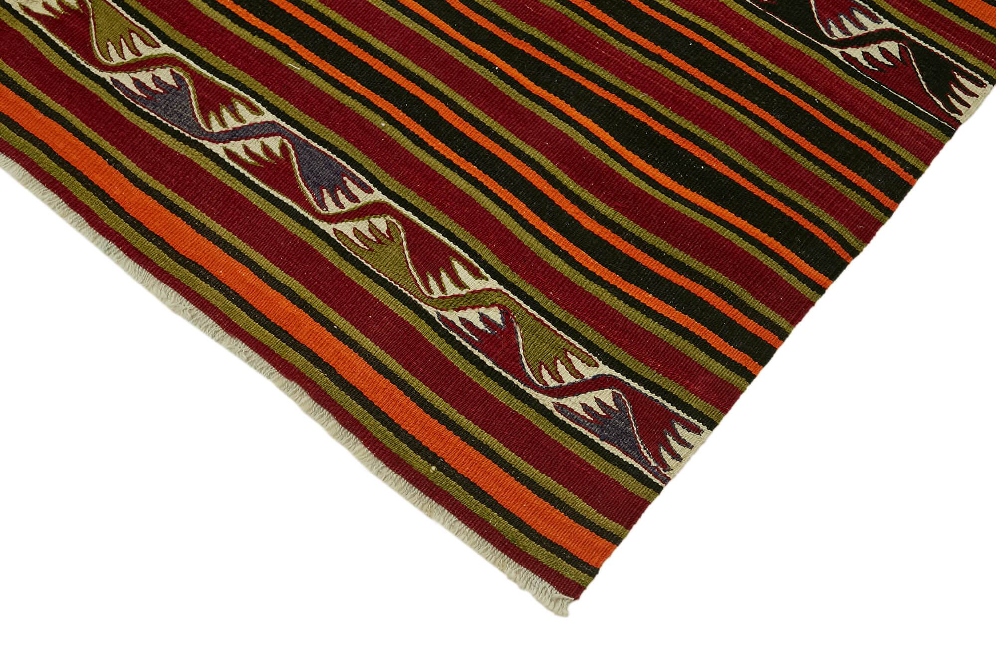 Turkish Handmade Vintage Anatolian Kilim 155 cm x 335 cm