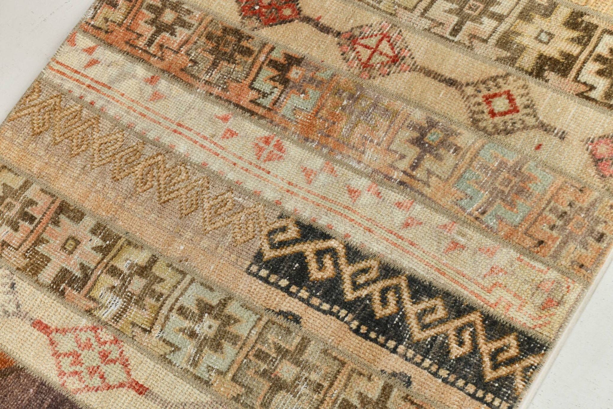 Tapis de couloir turc vintage beige crème, 80 x 224 cm