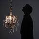 Antique metal and glass chandelier with 5 lights, Italy, 19th century.