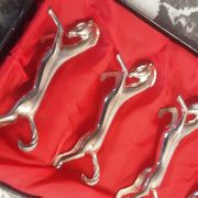 Set de 6 portes couteaux chevaux en chrome argenté- vintage