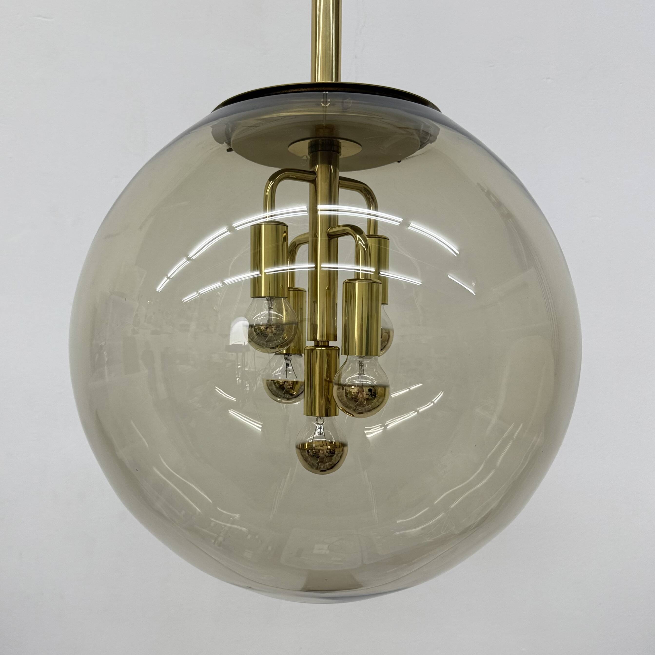Doria Leuchten globe glass hanging lamp , 1970s