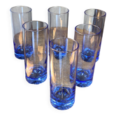 Six verres tube de couleur bleue