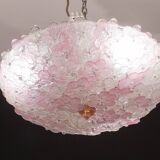 Charming Large Size Murano Ceiling Light Pink Flower by Seguso for Venini,