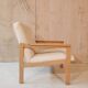 Fauteuil velours ivoire