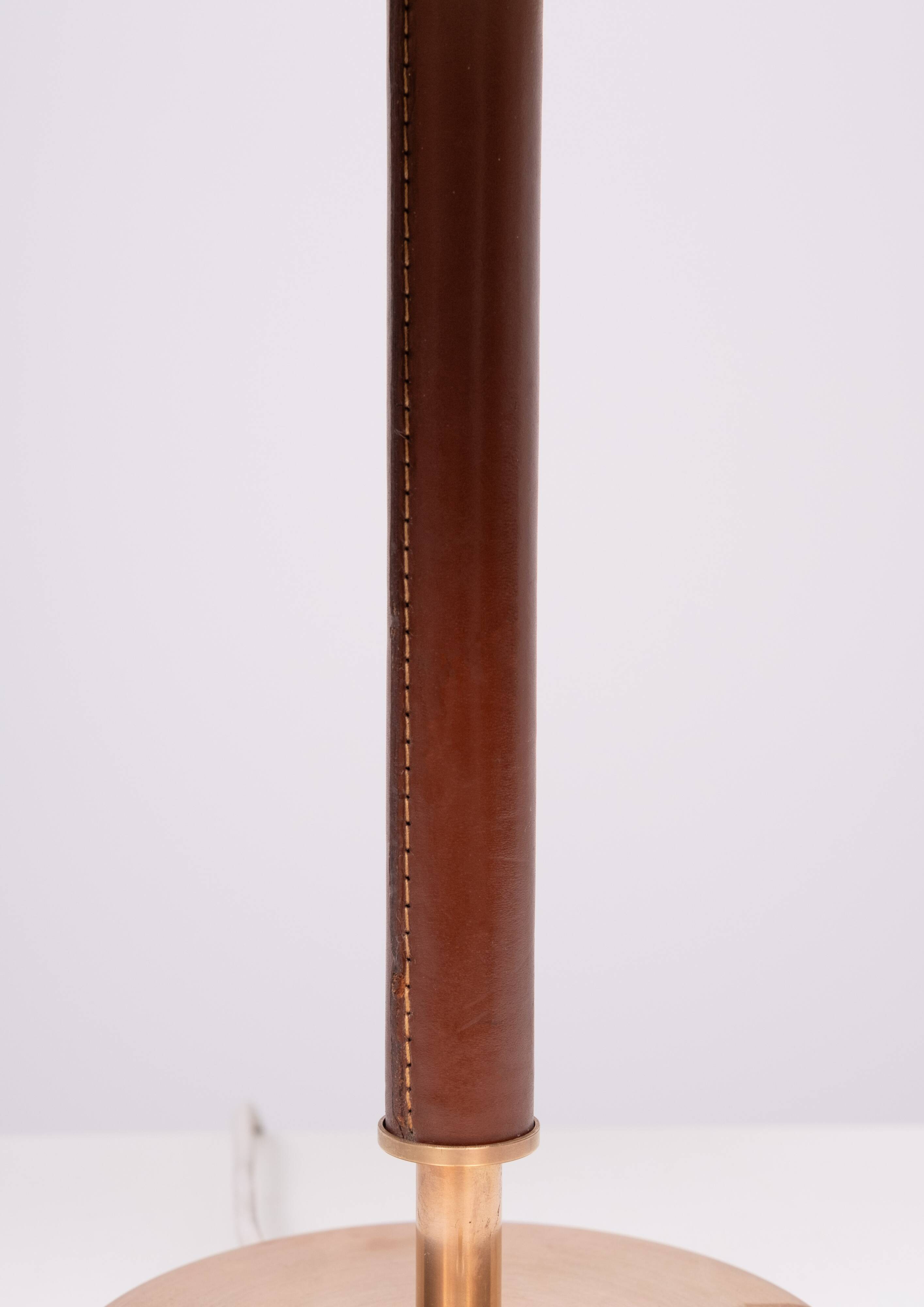 Falkenbergs Belysning Brass and Leather table lamp Sweden 1960s