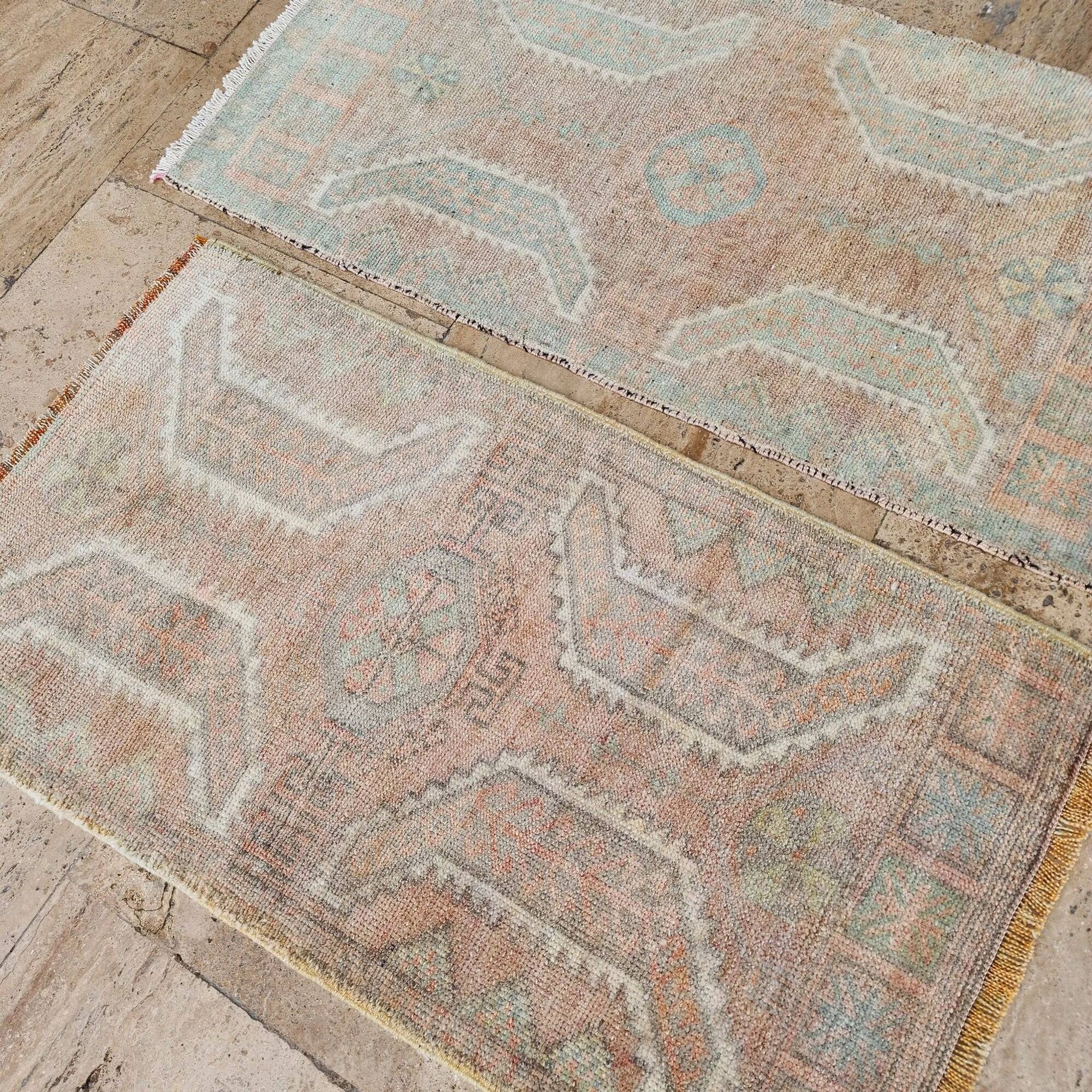 Set of 2 vintage handmade Turkish rugs 52x95 cm