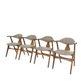 Suite de 4 chaises vintage en corne de vache - Louis van Teeffelen, tissu De Ploeg
