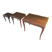 Lot de 3 tables gigognes vintage en bois massif
